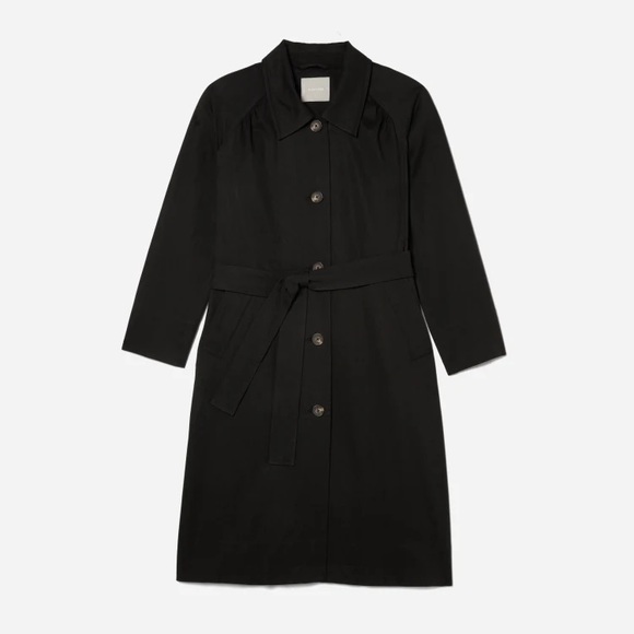 EVERLANE The Gathered Drape Trench Long in Black Buttons Pockets Size XL NEW